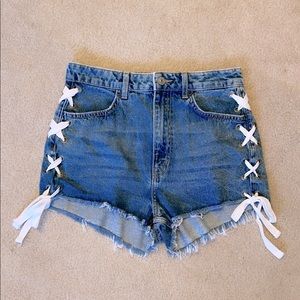 HM Side Tie Denim Shorts